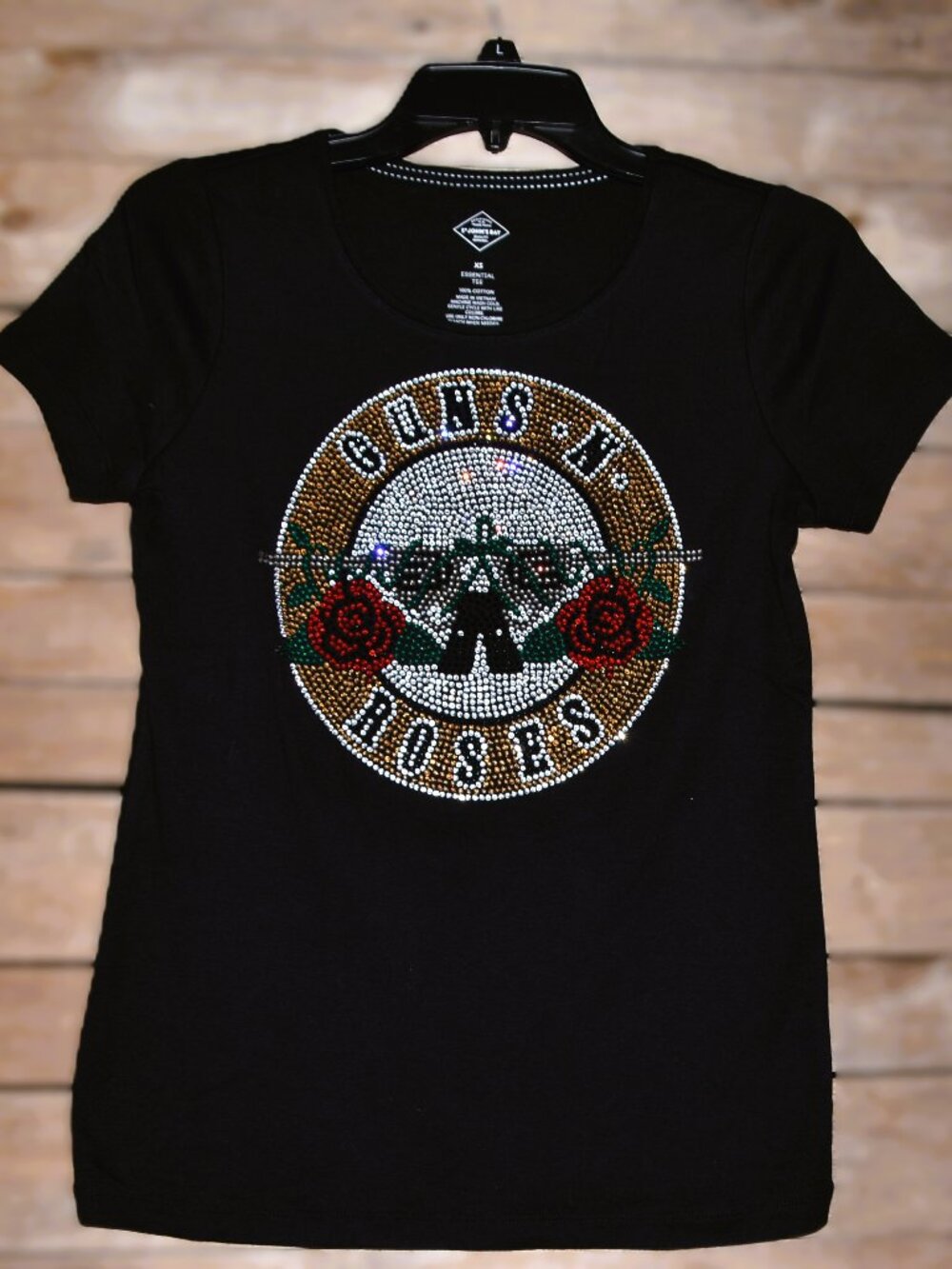 Guns N Roses rhinestone bling RN black short shirt XS S M L XL XXL1X 2…